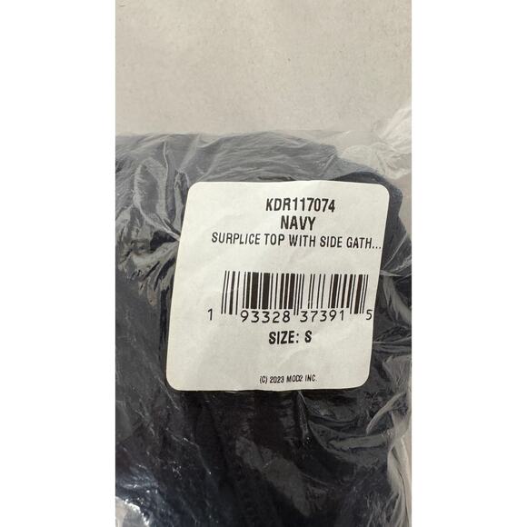 Socialite Surplice Top Mini Dress Ruched Gathered Sides Womens Small Navy Blue - Picture 8 of 8